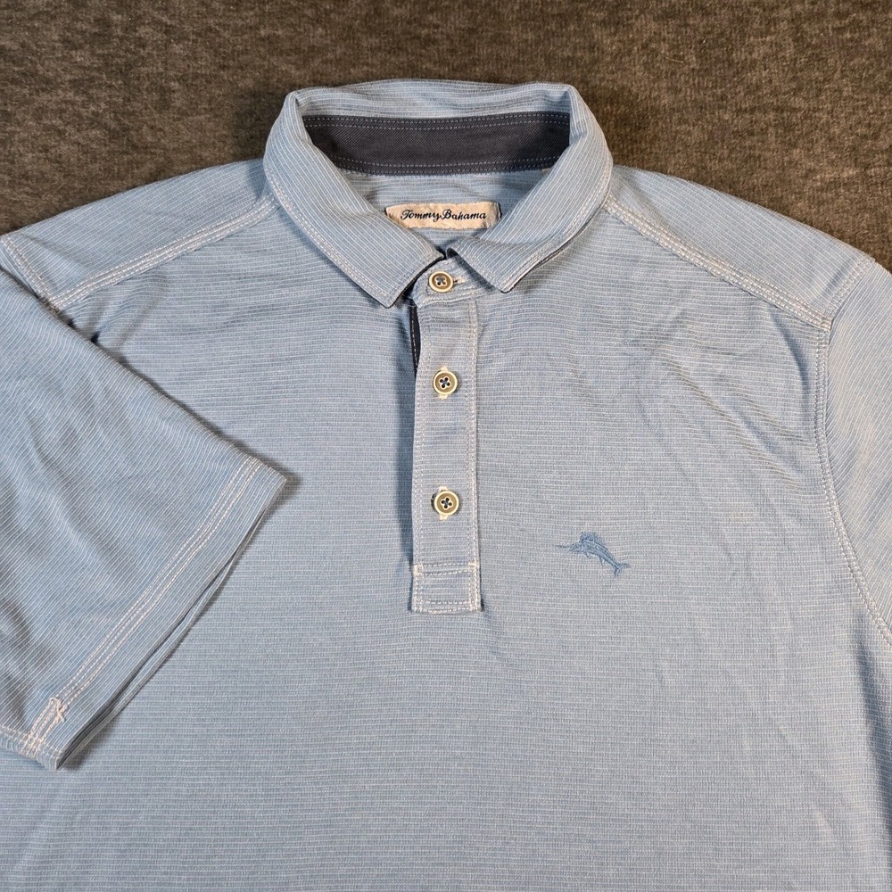 Tommy Bahama Striped Short Sleeve Polo Golf Men's Size Small Blue White